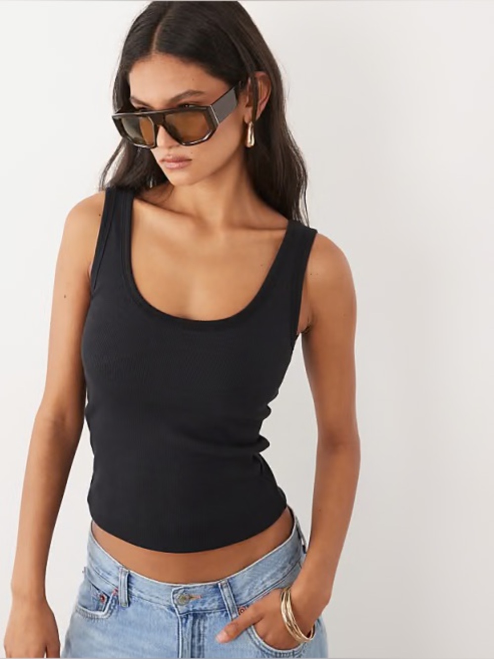 Abercombrie and Fitch Gray Ribbed Scoop Neck Tank Top size small